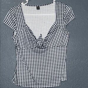 *NWOT*Black and White Checkered Women Top